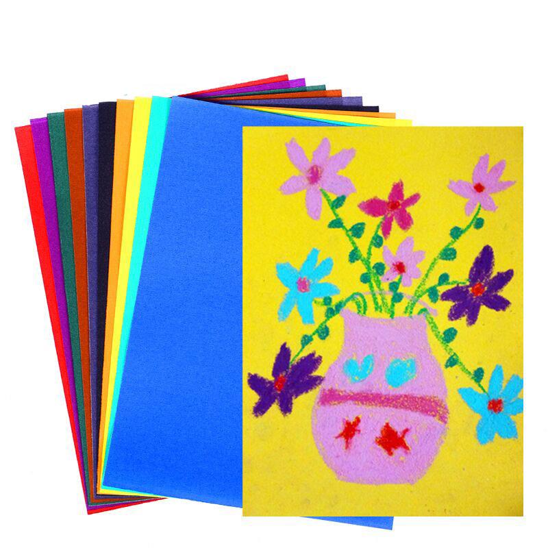 8416彩砂纸 彩色砂沙画纸儿童创意美术涂鸦油画棒蜡笔绘画彩纸
