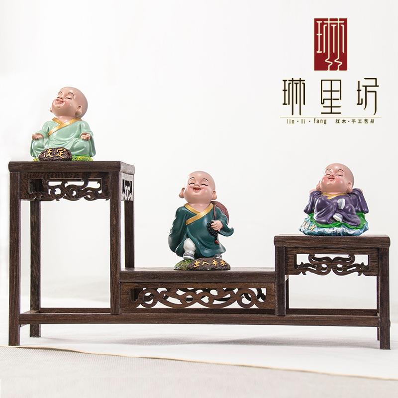 鸡翅木紫砂壶架子摆件茶具架茶架实木小博古架多宝阁展示架底座架图片