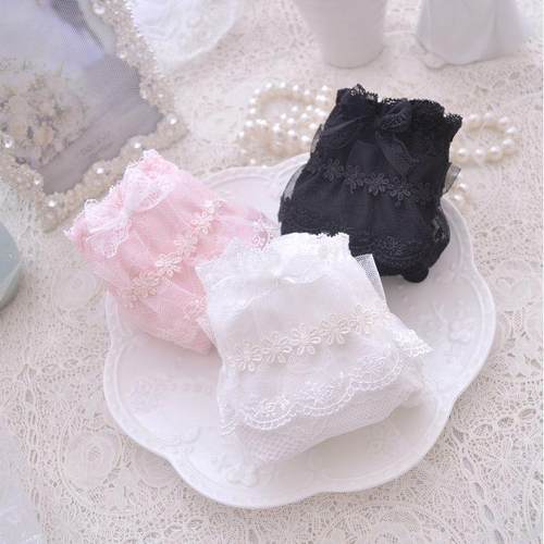 袖套短款女秋冬羽绒服防脏护袖上班蕾丝白色套袖女冬办公室工作米