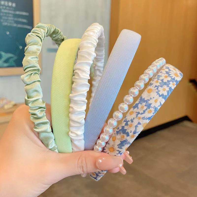 长春花蓝紫色发箍发饰韩版麻花编织褶皱压发海绵头箍女高颅顶发卡