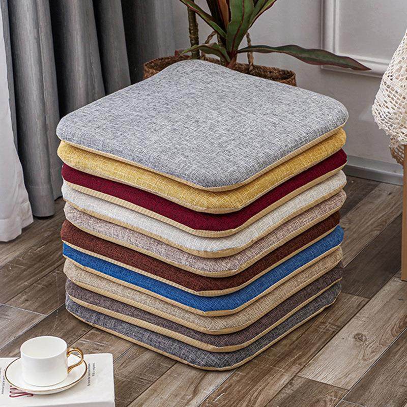 亚麻餐椅垫可拆卸防滑透气家用办公室久坐椅子坐垫马蹄形座垫冬季