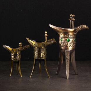 白酒杯仿古代酒杯乾隆杯青铜杯三脚杯帝王杯酒樽爵杯喝酒杯道具。