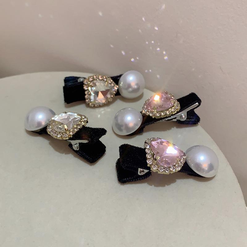 优雅天花板~珍珠方钻碎发夹女侧边网红刘海夹前额简约夹子头饰