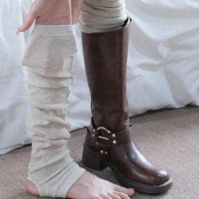 2025爆款秋冬新款踩脚袜套女款过膝长筒腿套灰色堆堆袜子中筒小腿