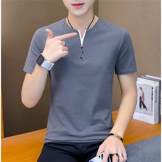 [superior quality 95% cotton]man V-neck Short sleeved T-shirt summer Solid clothes Teenagers Trend men's wearin the Women's clothing/Boutique , T-shirt  category - from Buy2taobao.com to provide professional Taobao agent buy service