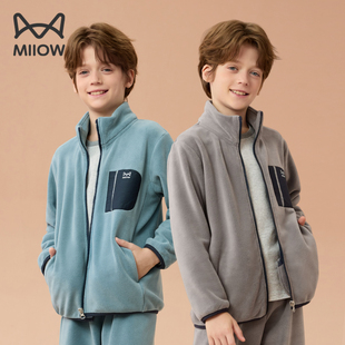 猫人儿儿童外套加厚摇粒绒男孩大童抓绒内胆青少年保暖上衣秋冬装