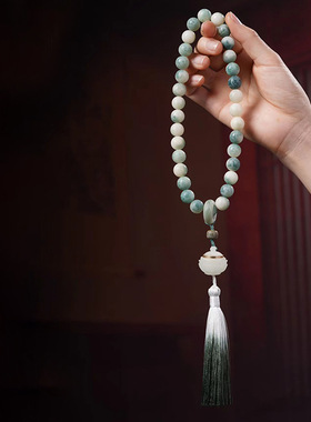 白月莲花款飘花菩提DIY手持品首饰厂家批发规格1.2男女款念珠装饰