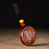 001 工艺礼品马年生肖挂饰K 紫檀木彩绘钥匙扣木雕 钥匙扣挂件