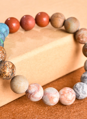 推荐热销 银河系手链 10MM 星空星球宇宙磨砂玛瑙手串 亚马逊wish