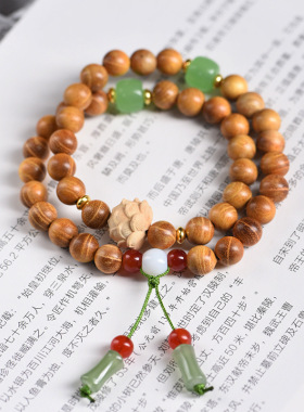 黄金檀木双圈DIY款手串手链男女款佛珠念珠文玩把玩盘玩饰品礼物