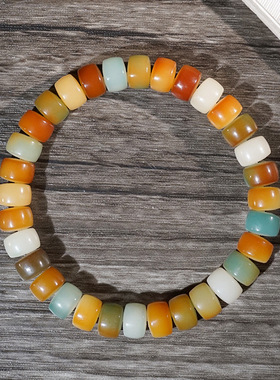 多宝多彩白玉菩提糖果色药片珠文玩手链手串男女款绕指柔串珠念珠