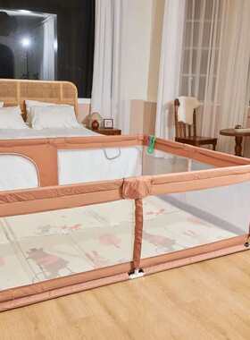 2*1.6米大型婴儿室内咖啡色游戏围栏含2cm厚度爬爬垫专属游乐园咖