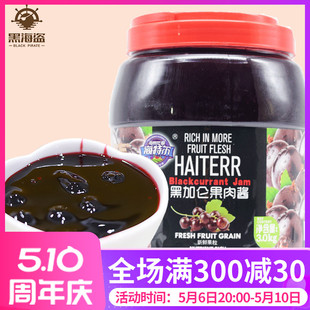 水果粒奶茶沙冰冰粥刨冰沙圣代果酱 海特尔黑加仑味果肉酱3kg 包邮