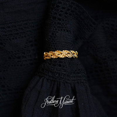 FM 镀厚金  双麻花文艺复古925银镀金戒指简约气质搭配优雅