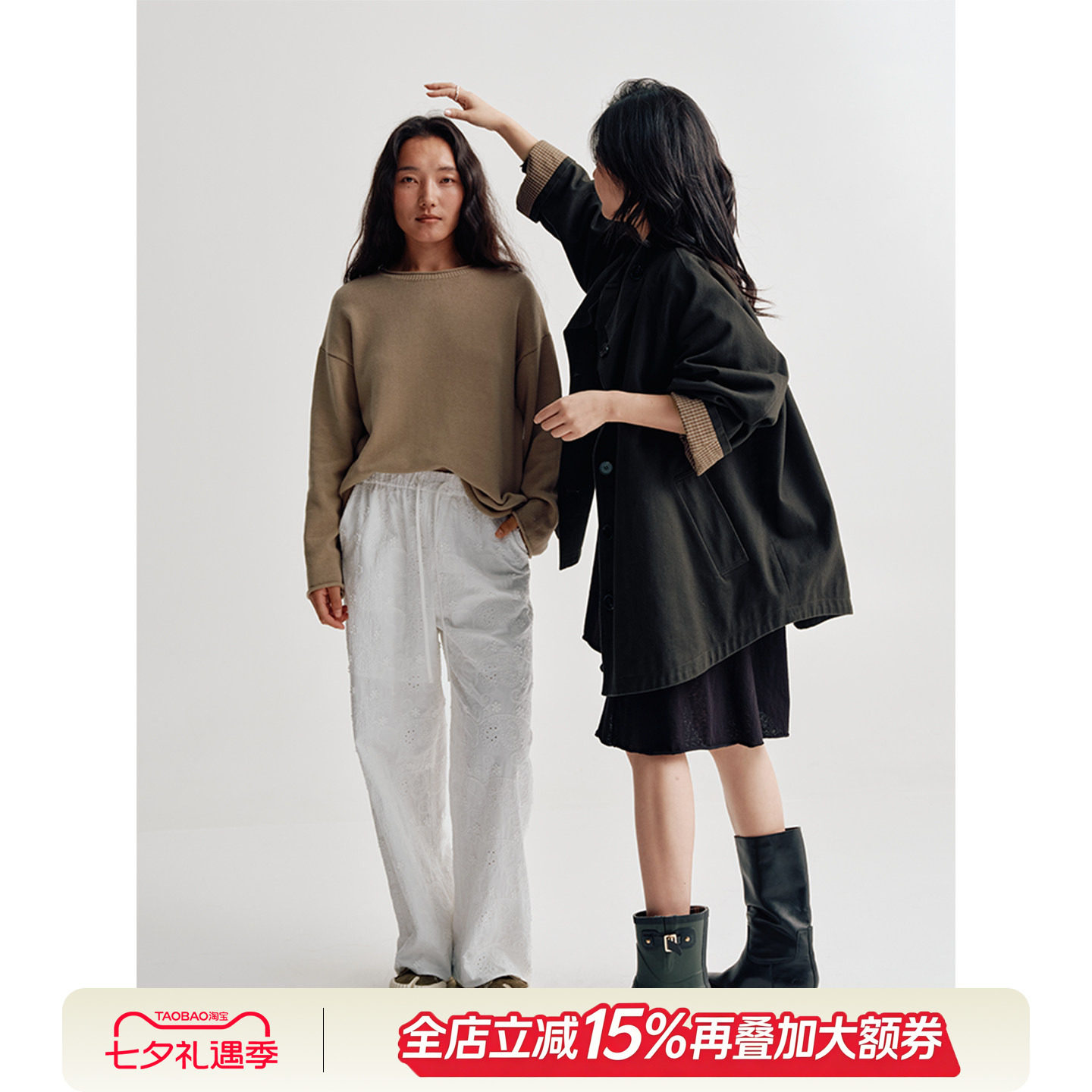 沈球球LA CALLAR 100棉质复古松弛格纹斗篷披肩 YY-AV6570