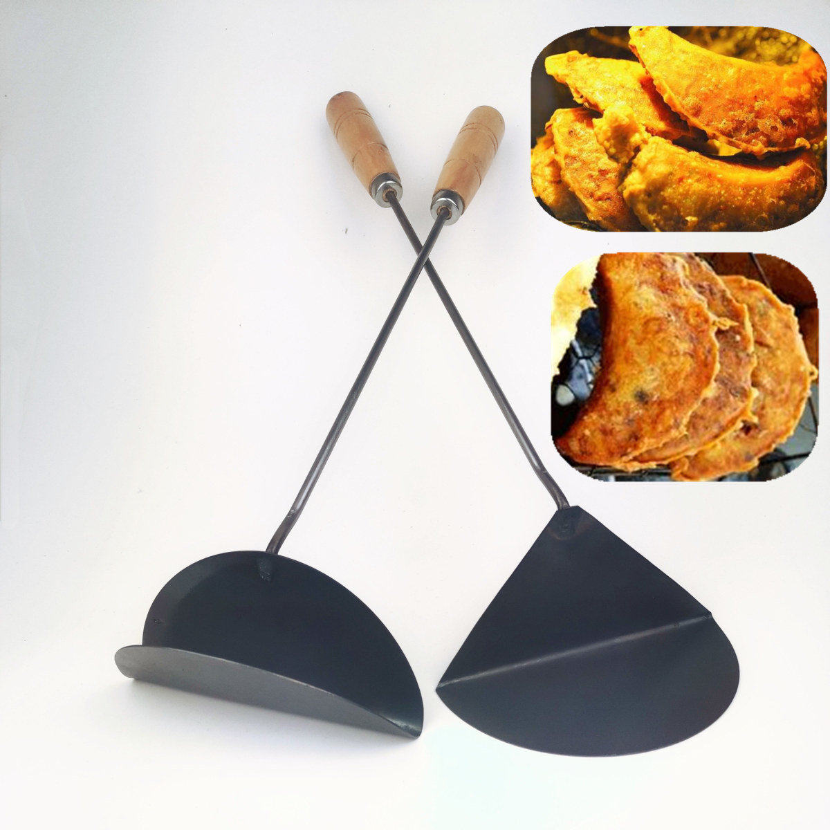 家用型湖北宜昌制作萝卜饺子勺子工具手工锻打黑铁油炸勺