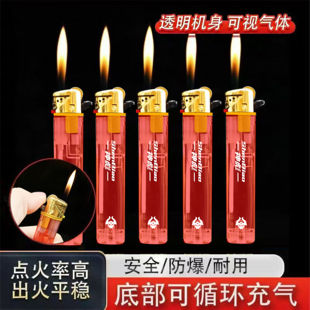 2025新款 家用耐用酒店超市定制印字 圆柱透明打火机高级感网红爆款