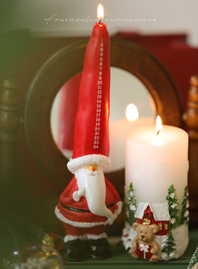 《100个圣诞老人》倒数日历装饰蜡烛摆件布置闺蜜女生礼物伴手礼