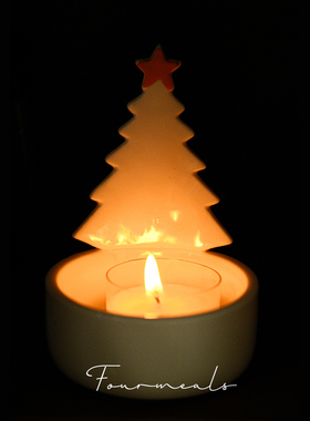 《圣诞树烛台》香薰蜡烛小托台底座圣诞礼物陶瓷摆件烛台茶蜡试香