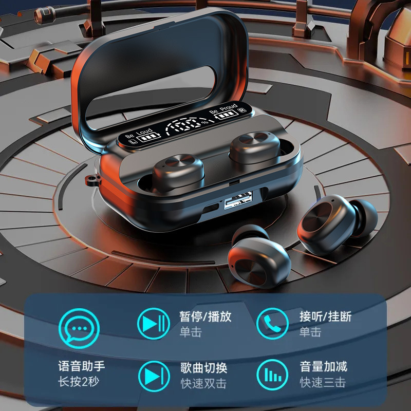 跨境T8无线蓝牙耳机带挂绳新款入耳式超长续航降噪双边立体声耳麦