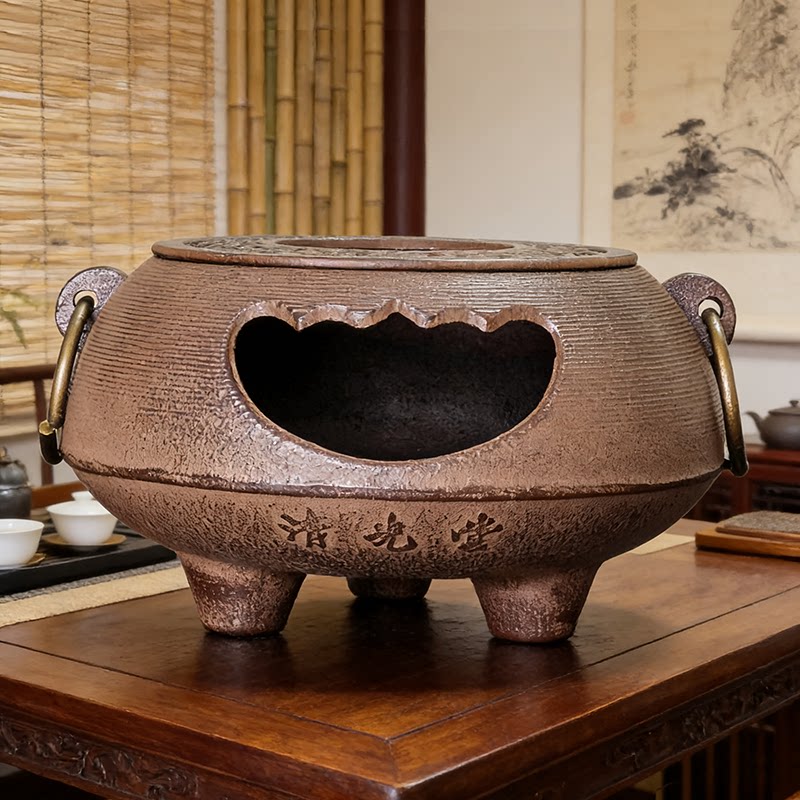 围炉煮茶铸铁炭炉烧烤炉烧水炉家用烤火炉户外炉室内老式木碳围炉