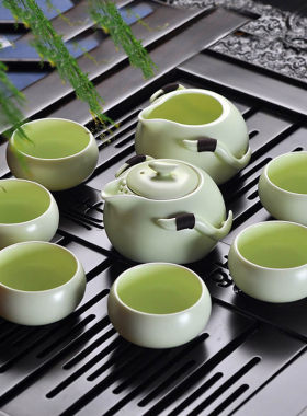 月白企鹅功夫天青巧云整套茶具