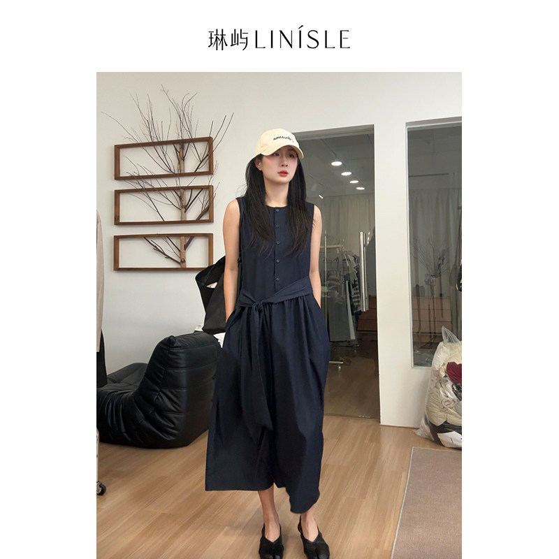 琳屿LINISLE法式无袖连衣裙女夏收腰显瘦气质背心长裙轻熟优雅风