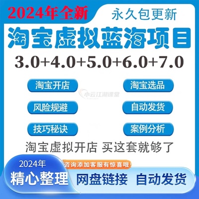 2024黄岛主淘宝开店蓝海虚拟项目副业教程电商课程运营教程7.0