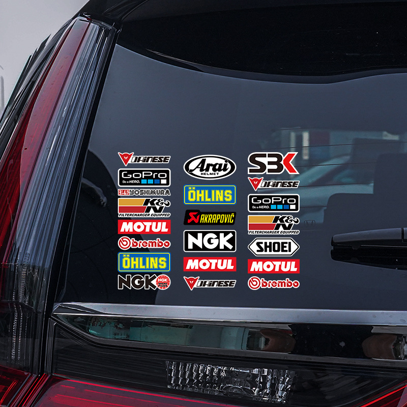 湾岸车贴JDM创意改装贴画车身后窗玻璃划痕遮挡品牌logo反光贴纸