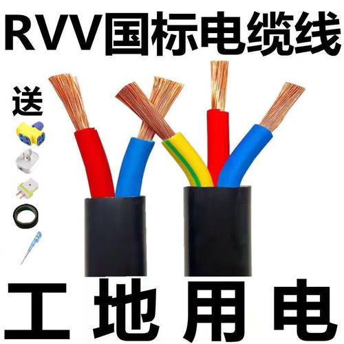 电线国标电缆线2芯3芯12.546户外防水延长电源防冻软护套电线国标