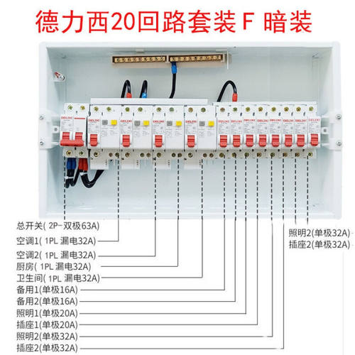 阙磐洛家用成套暗装强电配电箱照明PZ301820回路铁底塑面空开酒红