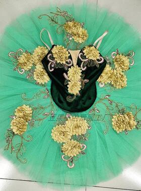 绿色芭蕾TUTU蓬蓬裙成人儿童简易纱裙森林仙子比赛表演服演出服