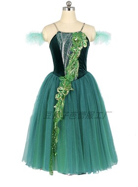 绿色芭蕾TUTU蓬蓬长裙成人儿童比赛表演服演出服绿宝石