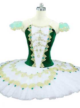 绿色专业芭蕾TUTU定制成人舞台比赛蓬蓬裙丝绒艾丝美拉达表演出服