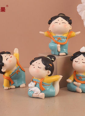 如果国潮唐仕女摆件家居饰品办公桌古风车载摆设手机架创意中国风