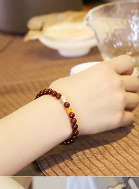 泽艺缘原创印度小叶紫檀手串莲之影女士情侣手链生日礼物情结8mm