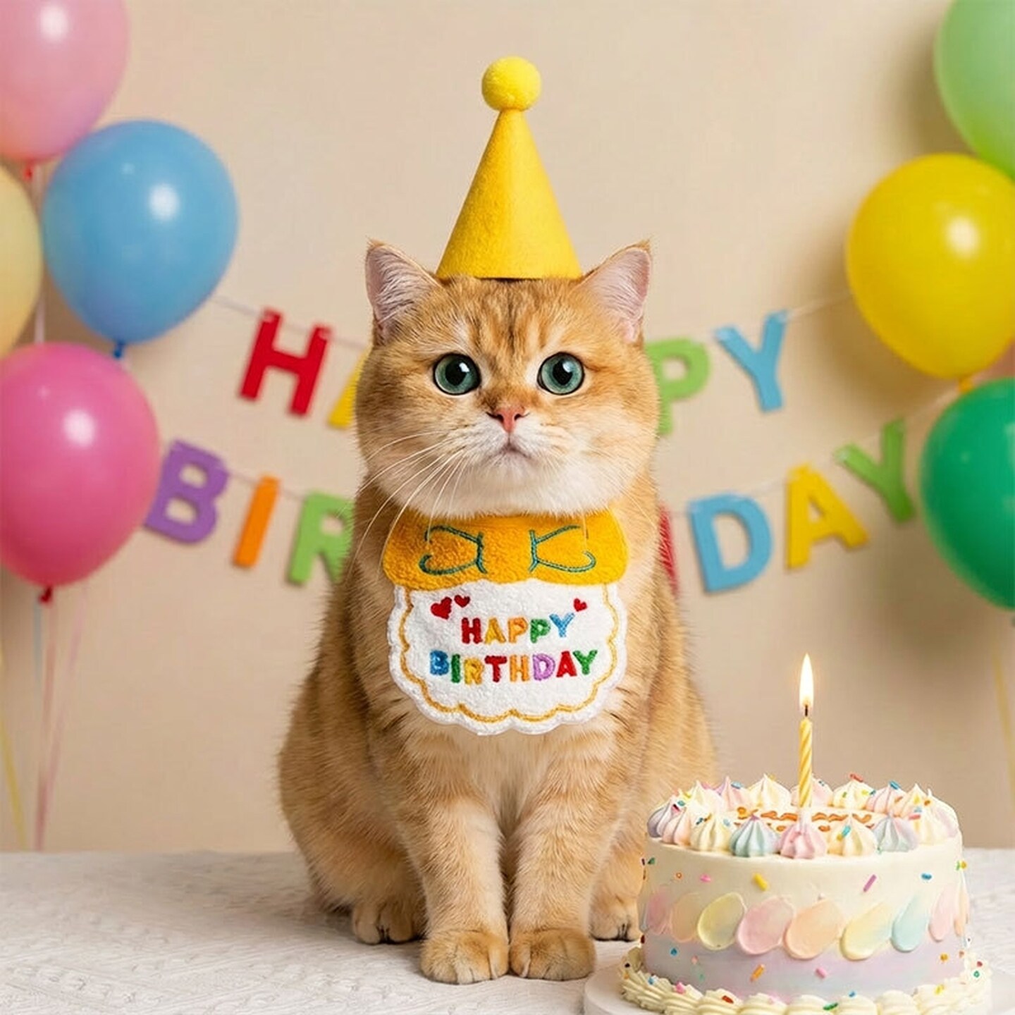 猫咪生日装扮套装围脖帽子小狗狗口水巾宠物围兜可爱装饰拍照道具