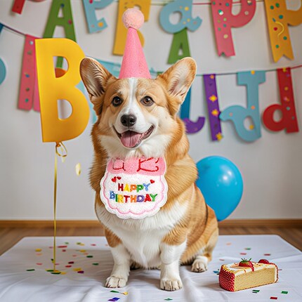 猫咪生日装扮宠物生日帽口水巾套装小狗围兜装饰品氛围感拍照道具