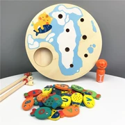 Cá con trai 1-3 tuổi bé trai và bé gái câu đố giáo dục sớm sử dụng đĩa từ cá đồ chơi bằng gỗ - Khác