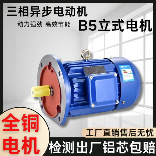 全铜国标B5立式三相异步电动机0.75/1.1/1.5/2.2/3/4/5.5/7.5马达