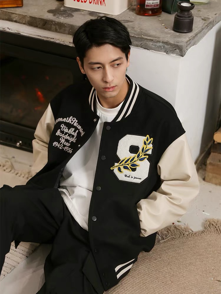 STN原创设计 春季国潮牌美式复古棒球服飞行员夹克外套