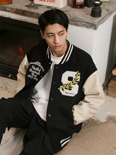 STN原创设计 春季国潮牌美式复古棒球服飞行员夹克外套