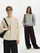 亨利领华夫格老钱风基础宽松百搭长袖 Unvesno 休闲基础上衣秋