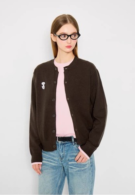 MYSAMESAME25AW拼接领假两件撞色针织开衫休闲保暖宽松毛衣情侣