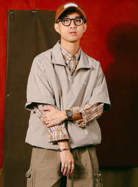 DAKYAM(达人)2024A/W Convertible Jacket可拆袖高领套头暗纹夹克