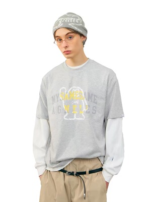 MYSAMESAME26SS美式高街撞色字母吉祥物印花T恤宽松休闲男女短袖