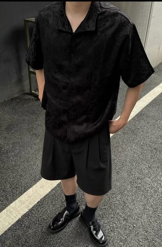 OBSERVER SSA 立体剪裁打褶高克重宽松直筒混纺西裤