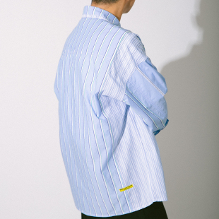 2024S Oxford Stripe牛津蓝条纹拼接休闲长袖 DAKYAM 衬衫 达人