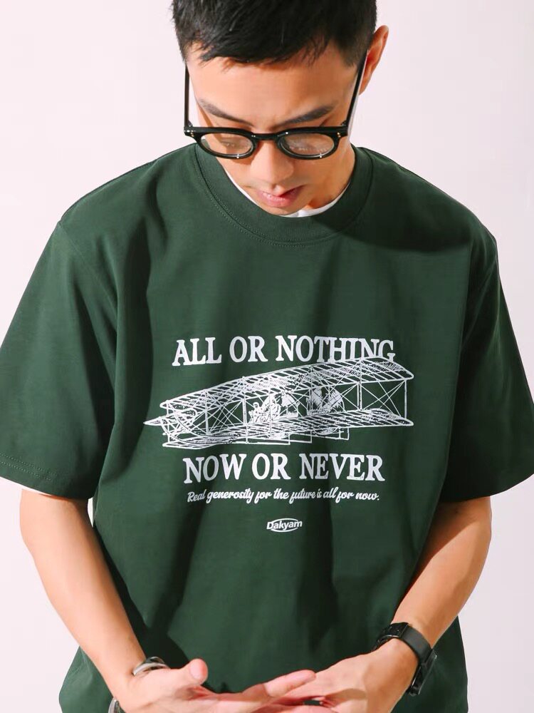 DAKYAM(达人) All FOR NOW TEE 飞行器复古潮流圆领短袖印花Tee恤