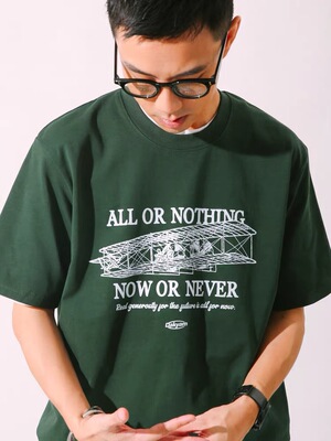 DAKYAM(达人) All FOR NOW TEE 飞行器复古潮流圆领短袖印花Tee恤